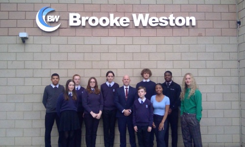 Proud of their school! Staff and students at Brooke Weston Academy